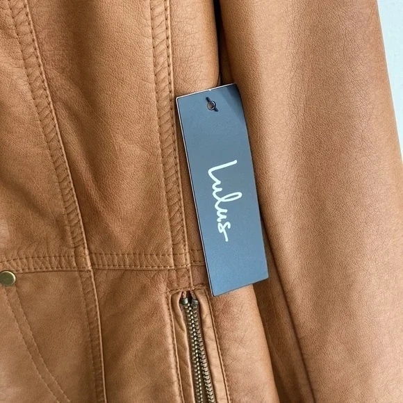 Lulus Woman’s Vegan Leather Jacket Large Tan New with tags
